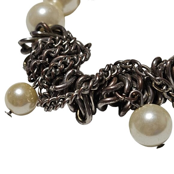 Vintage Faux Pearl Chain Bracelet Statement Gothic Retro Fashion Jewelry Women - Picture 2 of 5